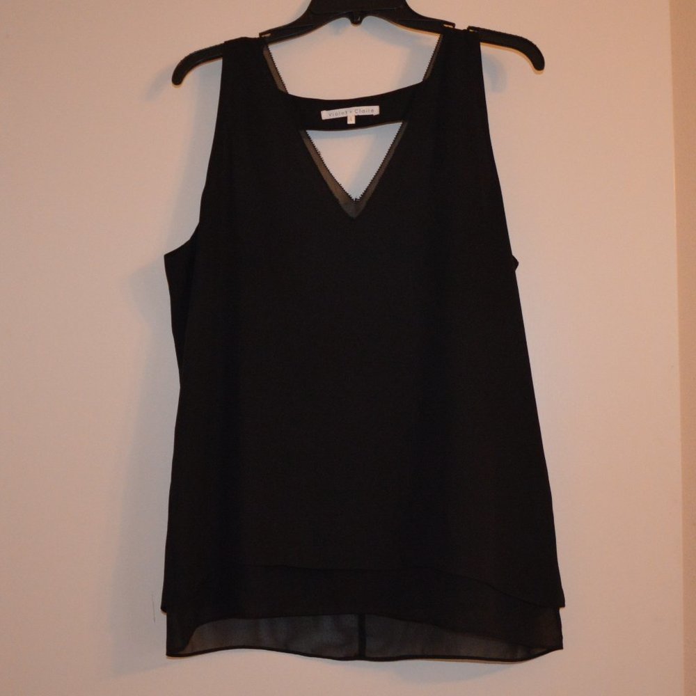 Violet and Claire Black Chiffon Blouse Size L